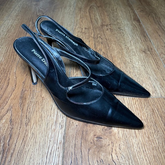 Pierre Dumas Shoes - Pierre Dumas Max Black Pointed Toe Slingback Stiletto Pumps Heels 8M